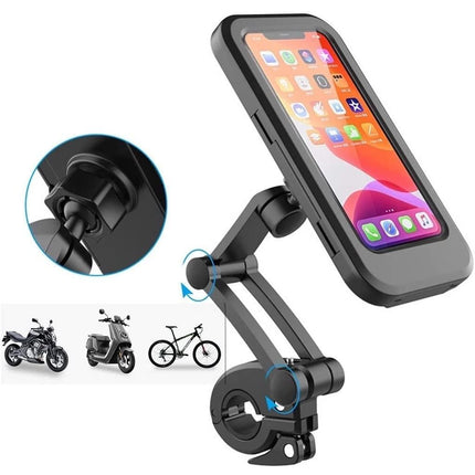 Bike Phone Mount Waterproof Cell Phone Holder 360 Rotation Motorcycle Smartphone Case Universal Bicycle Handlebar Sensitive Touch Screen Fit Below 4-7.2 Inches Smartphone (Black)
