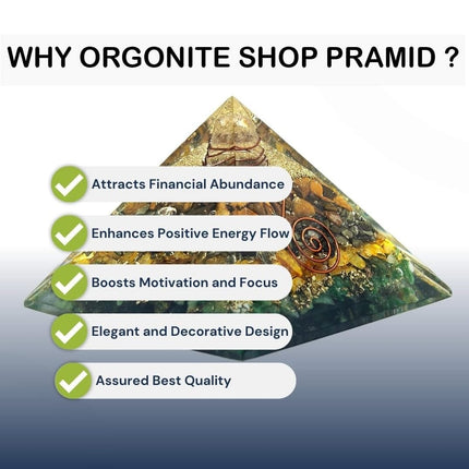 DHVANI Original Money Magnet Crystal Pyramid with Tiger Eye, Pyrite, Green Aventurine & Citrine for Vastu Money Wealth Good Luck and Prosperity 3inch (Pack of 1)