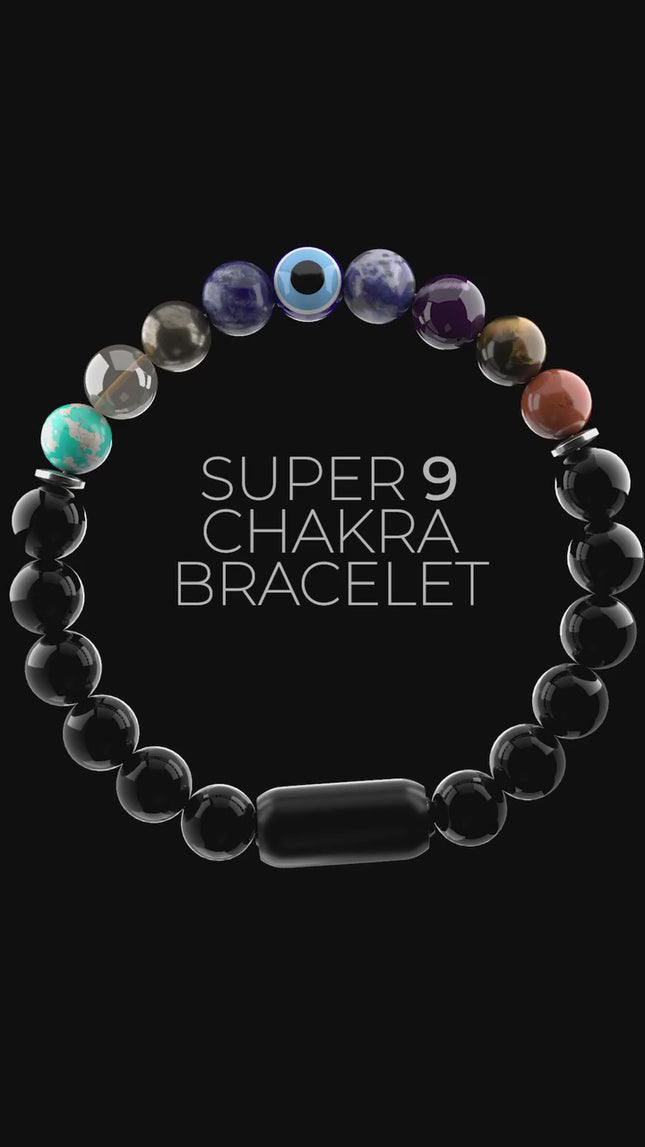 Super 9 Chakra Natural Stone Bracelet